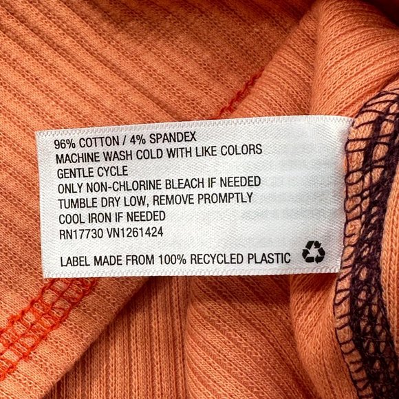 Wild Fable Women's Size 1X Long Sleeve Slim Fit Baby Ribbed Tee Shirt Peach New - Picture 6 of 13